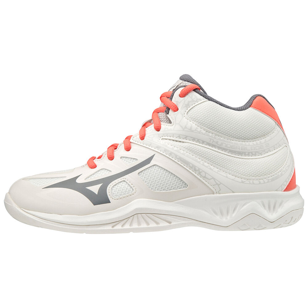 Womens Mizuno Thunder Blade 2 Mid Volleyball Shoes White/ Coral Philippines (VYZBUX289)